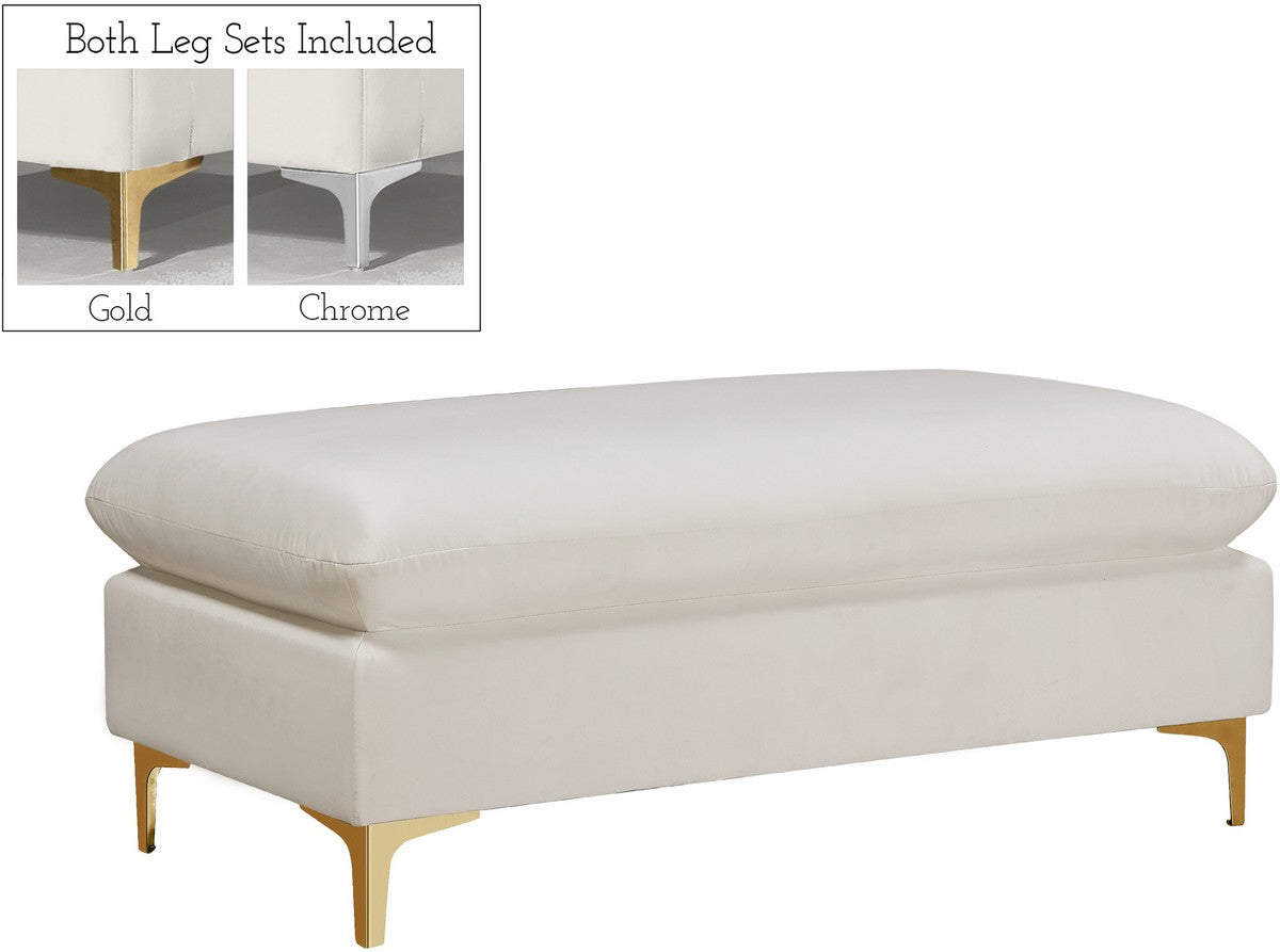 Meridian Furniture Naomi Cream Velvet Ottoman