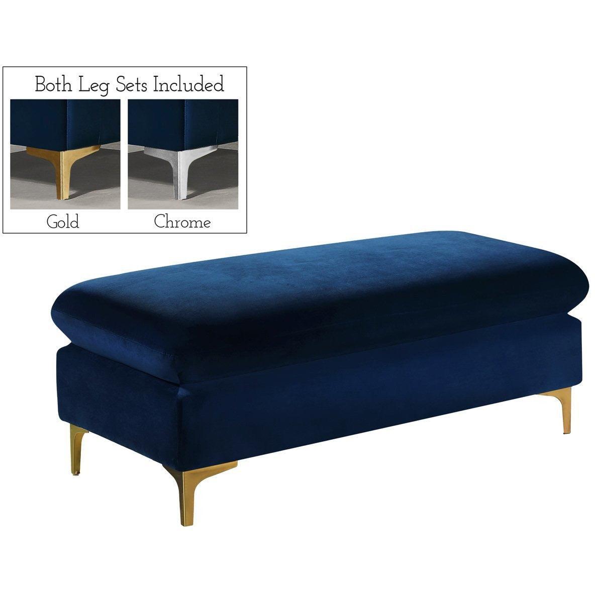 Meridian Furniture Naomi Navy Velvet OttomanMeridian Furniture - Ottoman - Minimal And Modern - 1