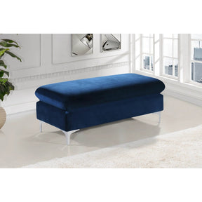 Meridian Furniture Naomi Navy Velvet Ottoman-Minimal & Modern