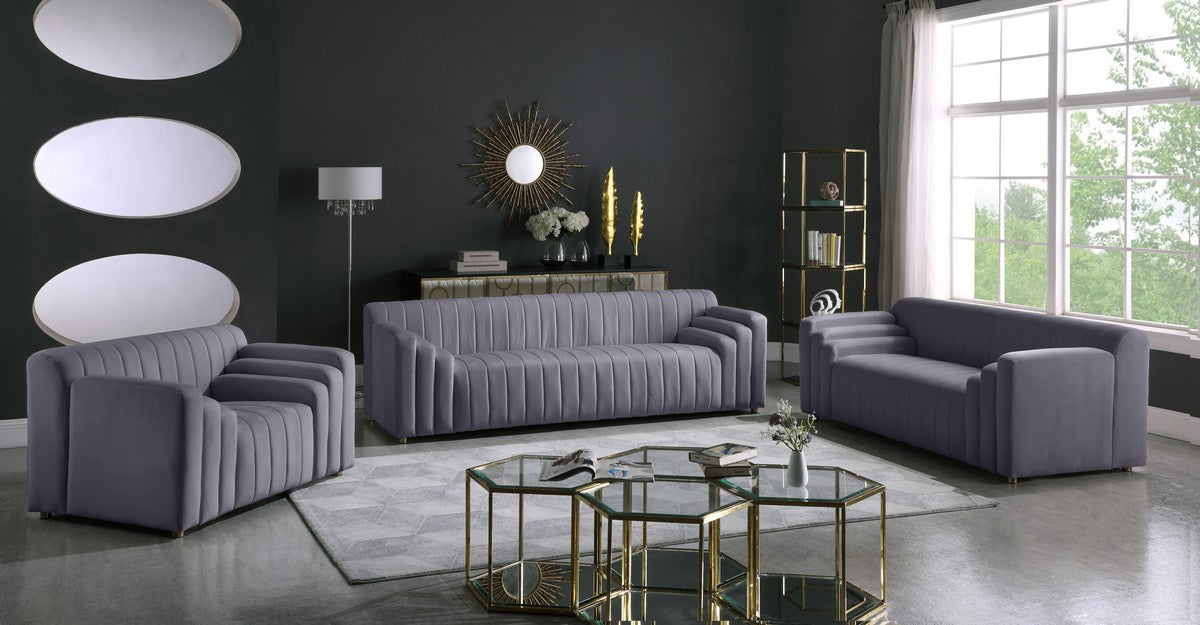 Meridian Furniture Naya Grey Velvet Sofa