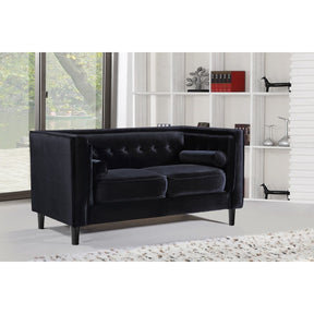 Meridian Furniture Taylor Black Velvet Loveseat-Minimal & Modern