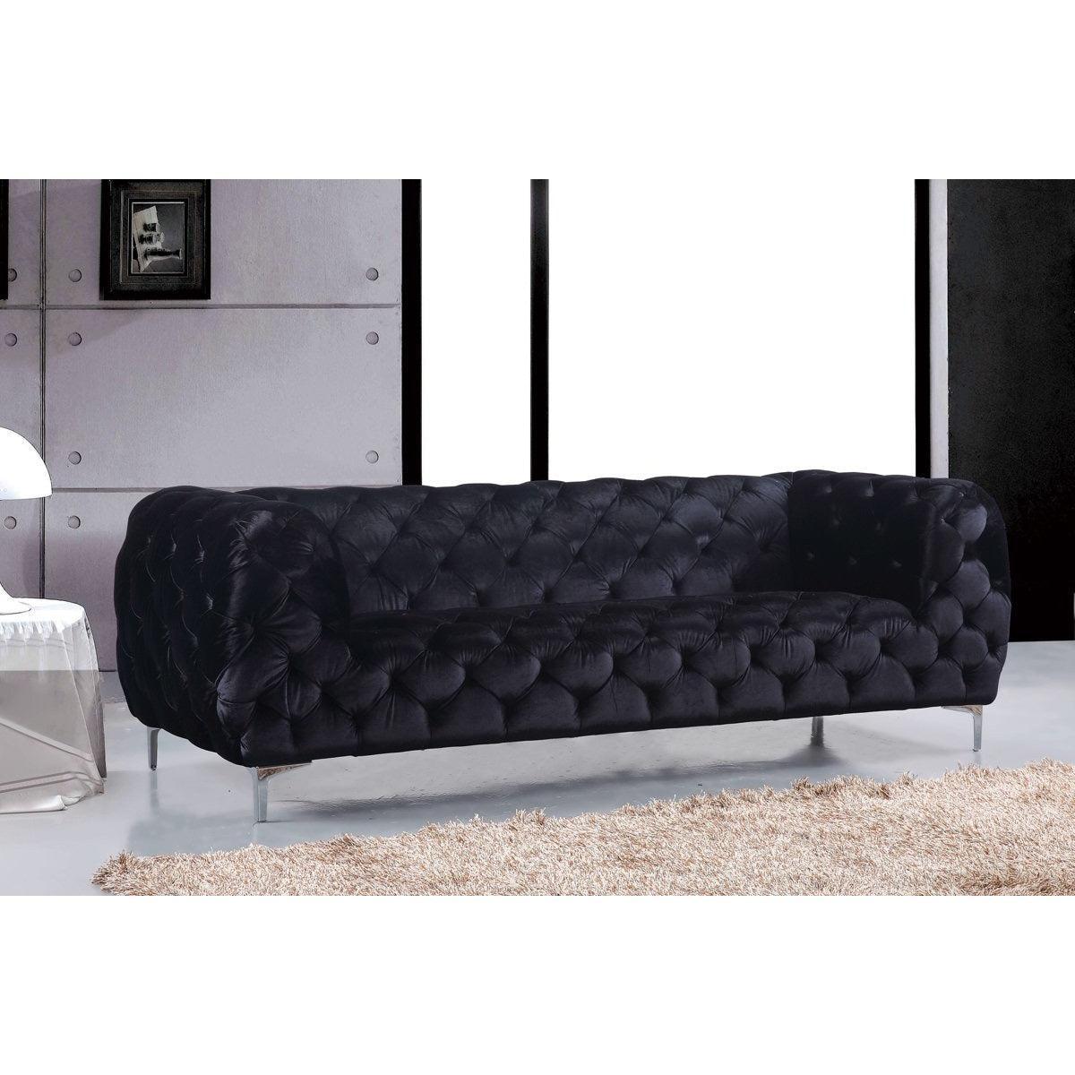 Meridian Furniture Mercer Black Velvet SofaMeridian Furniture - Sofa - Minimal And Modern - 1