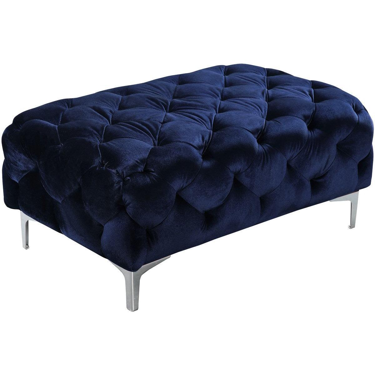 Meridian Furniture Mercer Navy Velvet OttomanMeridian Furniture - Ottoman - Minimal And Modern - 1