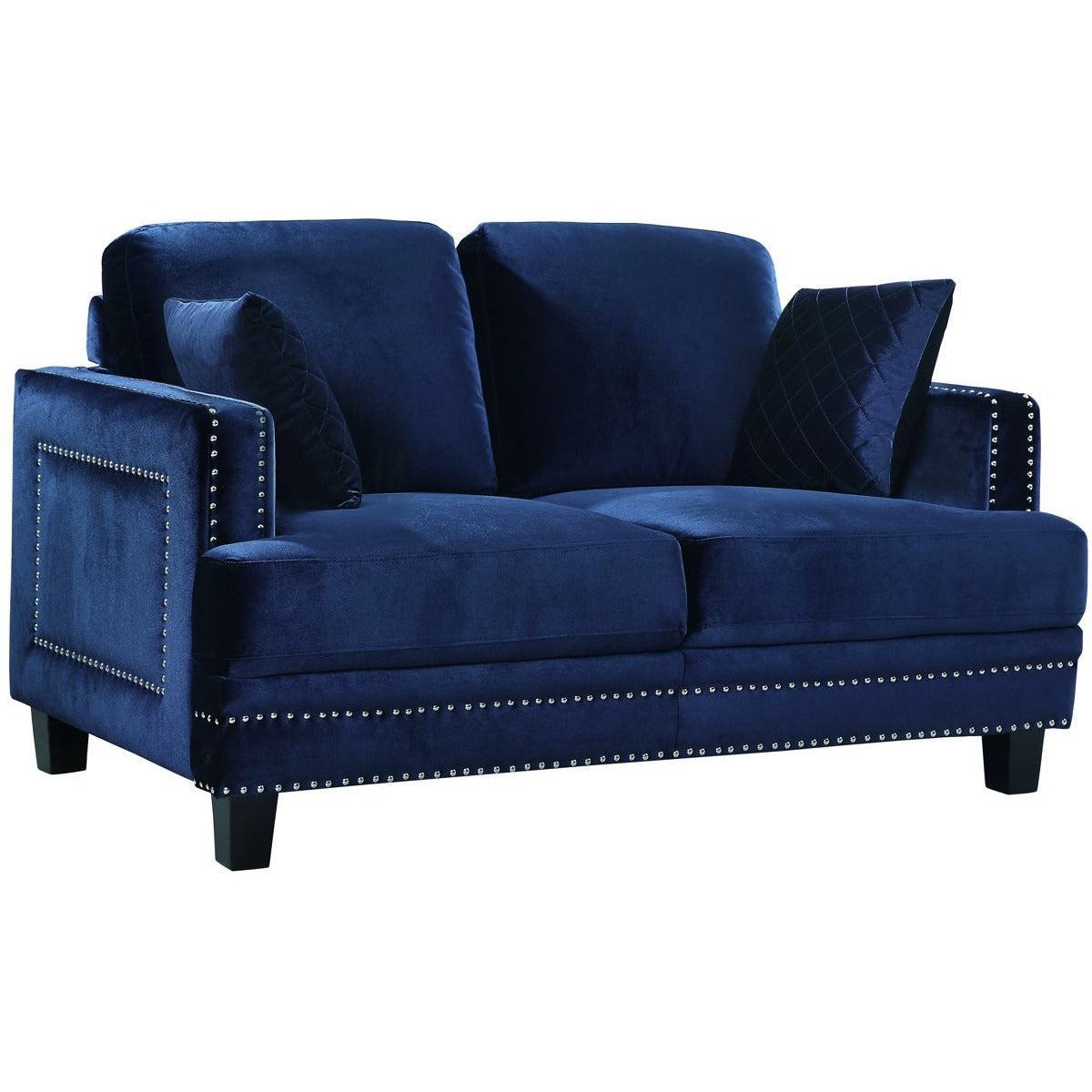 Meridian Furniture Ferrara Navy Velvet LoveseatMeridian Furniture - Loveseat - Minimal And Modern - 1