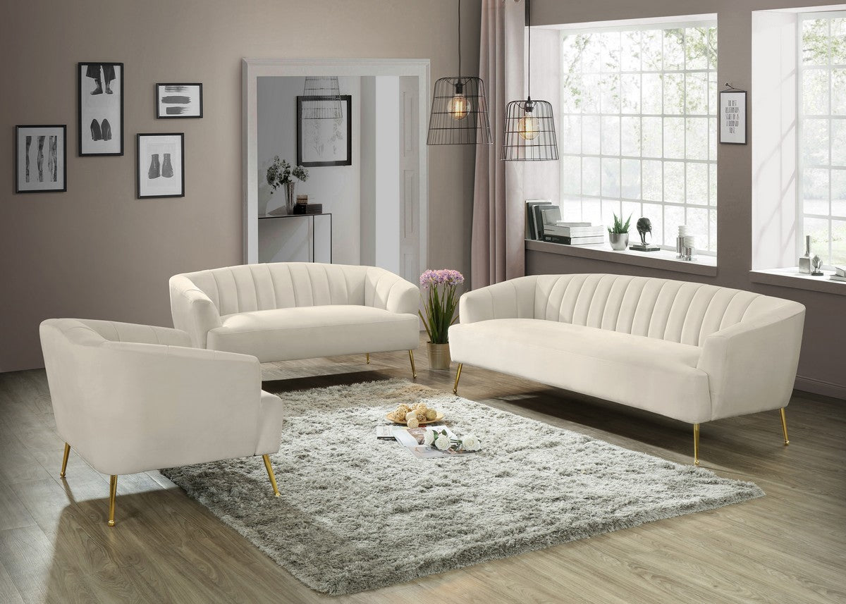 Meridian Furniture Tori Cream Velvet Sofa