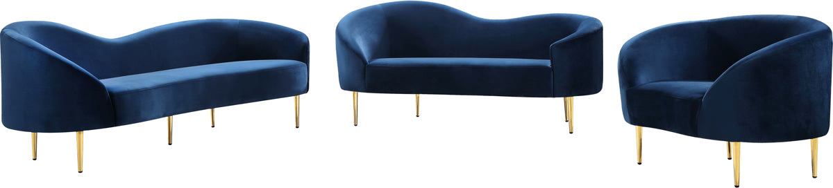 Meridian Furniture Ritz Navy Velvet Chair