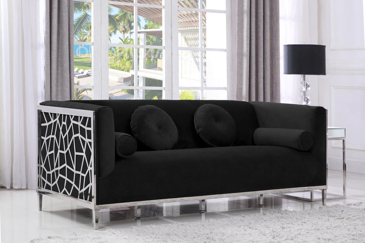 Meridian Furniture Opal Black Velvet Sofa