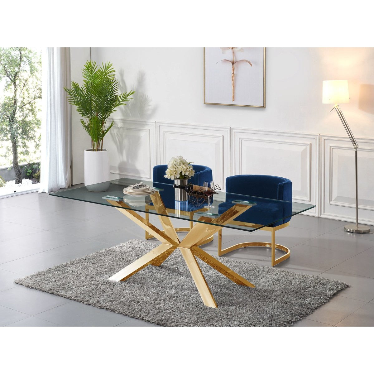 Meridian Furniture Gianna Navy Velvet Dining Chair-Minimal & Modern