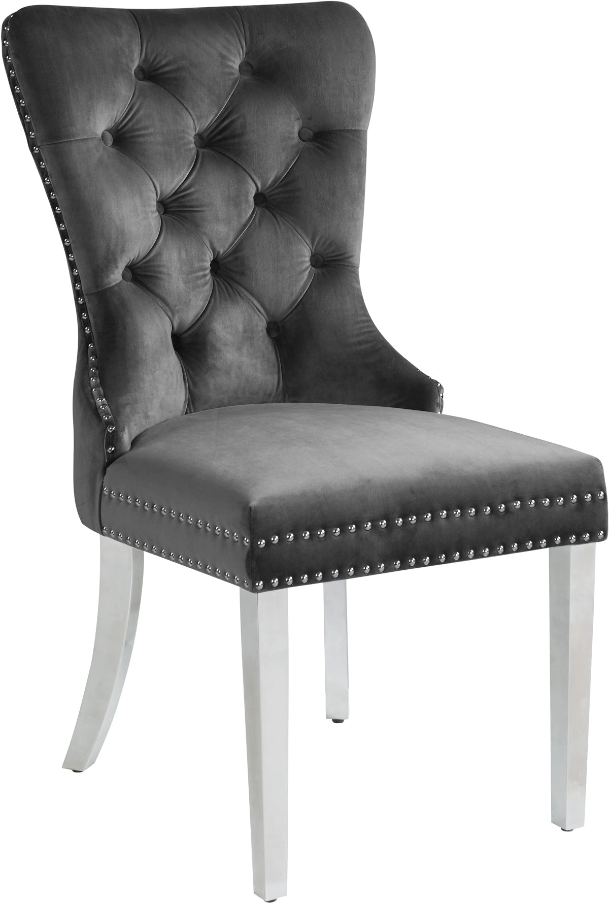 Meridian Furniture Carmen Grey Velvet Dining Chair - Set of 2