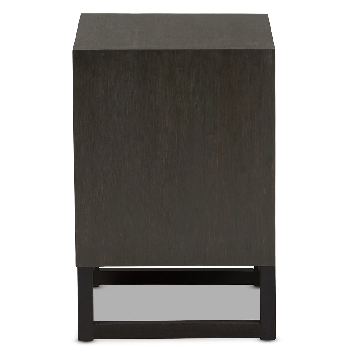 Baxton Studio Parris Rustic Grey Wood and Black Metal 2-Drawer Nightstand Baxton Studio-nightstands-Minimal And Modern - 5