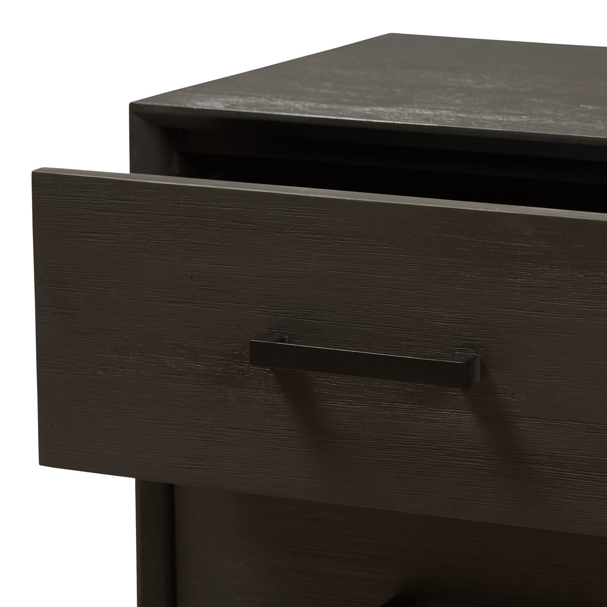 Baxton Studio Parris Rustic Grey Wood and Black Metal 2-Drawer Nightstand Baxton Studio-nightstands-Minimal And Modern - 7