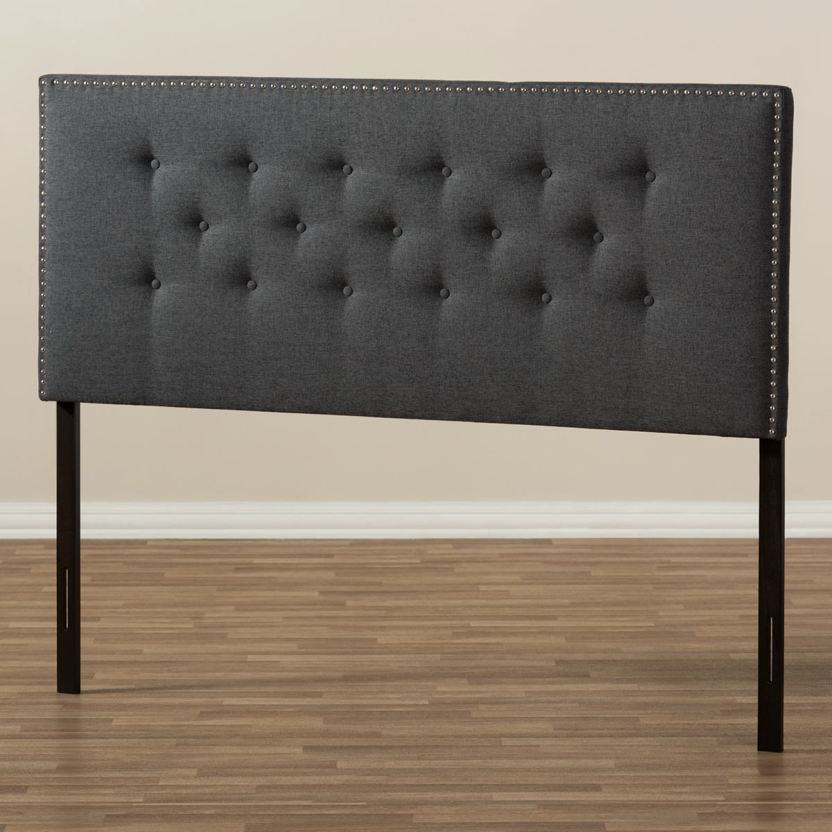 Baxton Studio Windsor Modern and Contemporary Dark Grey Fabric King Size Headboard Baxton Studio-Headboards-Minimal And Modern - 5