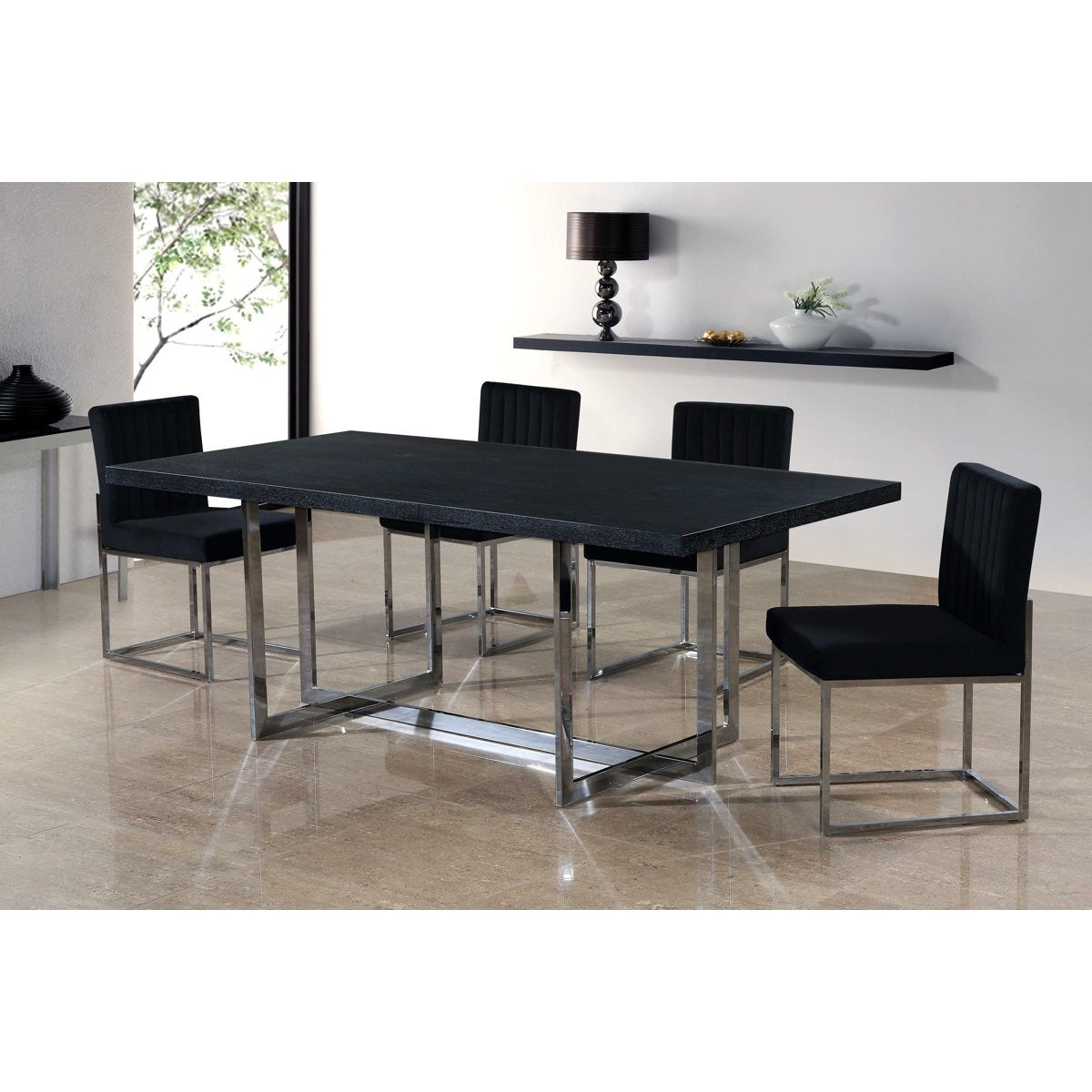 Meridian Furniture Giselle Black Velvet Dining Chair-Minimal & Modern