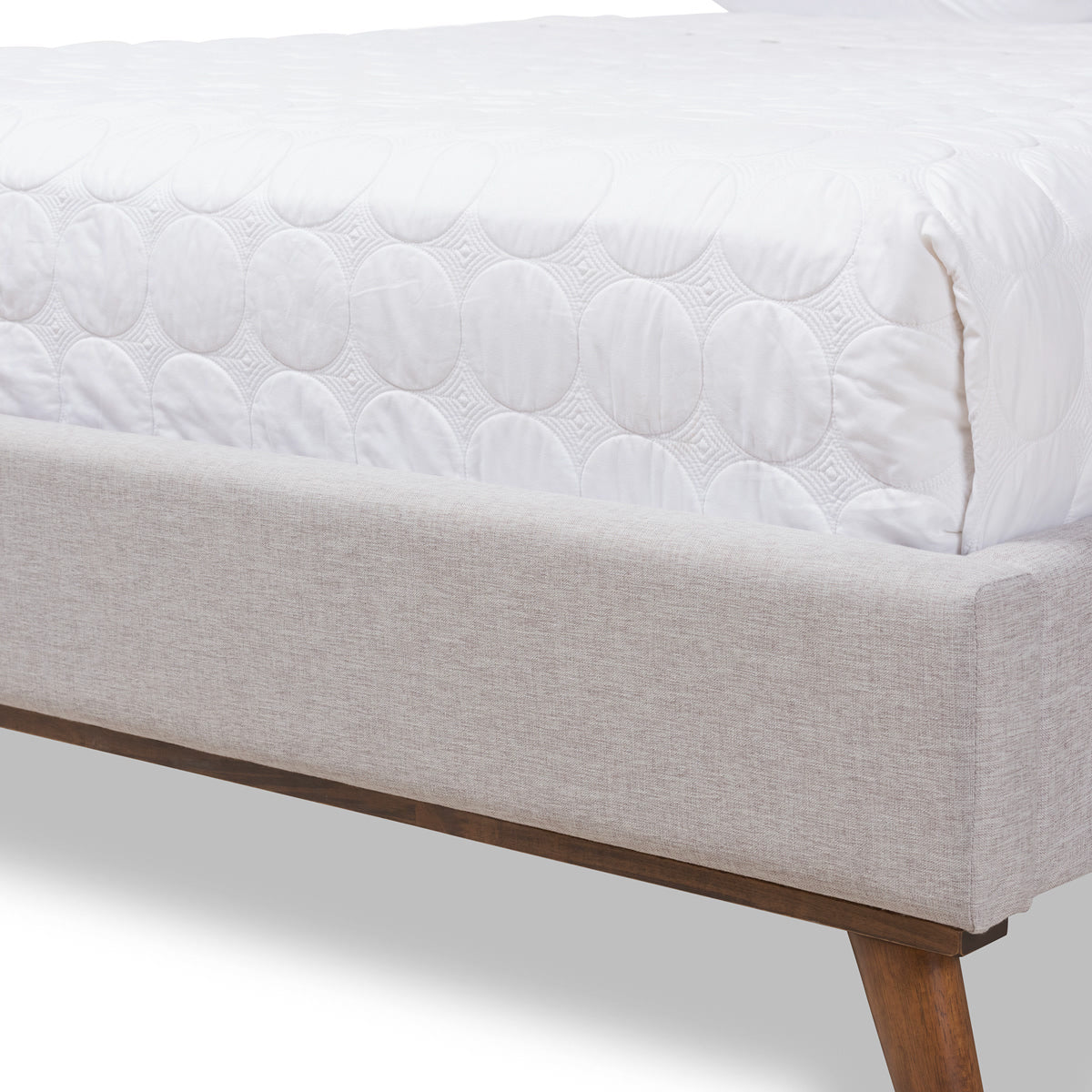 Baxton Studio Valencia Mid-Century Modern Greyish Beige Fabric Queen Size Platform Bed Baxton Studio-beds-Minimal And Modern - 7