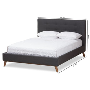 Baxton Studio Valencia Mid-Century Modern Dark Grey Fabric King Size Platform Bed Baxton Studio-beds-Minimal And Modern - 2