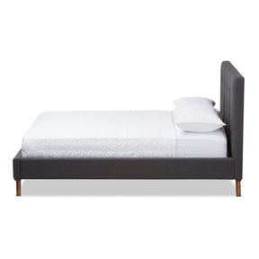 Baxton Studio Valencia Mid-Century Modern Dark Grey Fabric King Size Platform Bed Baxton Studio-beds-Minimal And Modern - 3