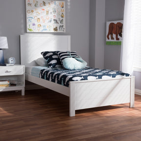 Baxton Studio Catalina Modern Classic Mission Style White-Finished Wood Twin Platform Bed