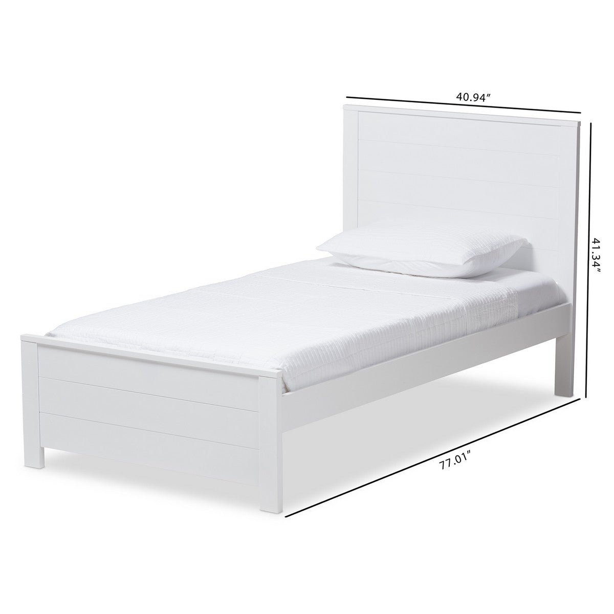 Baxton Studio Catalina Modern Classic Mission Style White-Finished Wood Twin Platform Bed