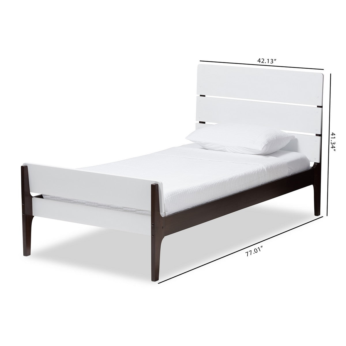 Baxton Studio Nereida Modern Classic Mission Style White and Dark Brown-Finished Wood Twin Platform Bed