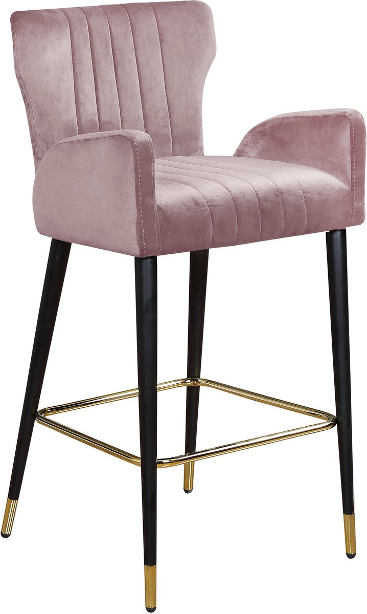 Meridian Furniture Luxe Pink Velvet Stool - Set of 2