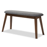 Baxton Studio Easton Mid-Century Modern Dark Grey Fabric Upholstered Walnut Finished Wood Bench Baxton Studio-benches-Minimal And Modern - 1