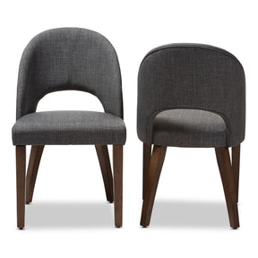 Baxton Studio Wesley Mid-Century Modern Dark Grey Fabric Upholstered Walnut Finished Wood Dining Chair (Set of 2) Baxton Studio-dining chair-Minimal And Modern - 2