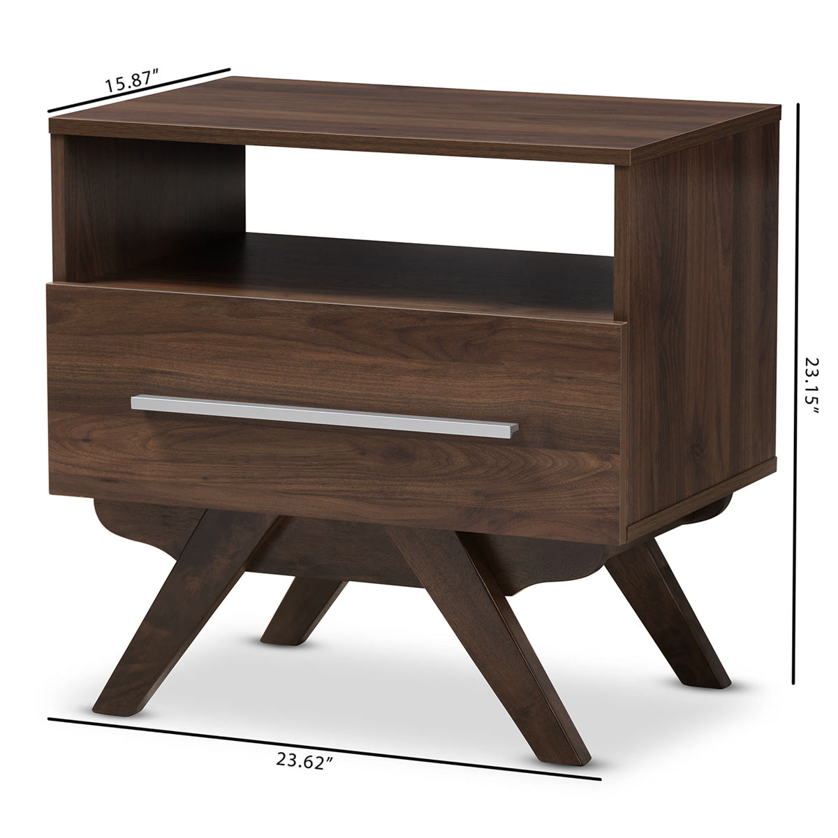 Baxton Studio Ashfield Mid-Century Modern Walnut Brown Finished Wood Nightstand Baxton Studio-nightstands-Minimal And Modern - 3