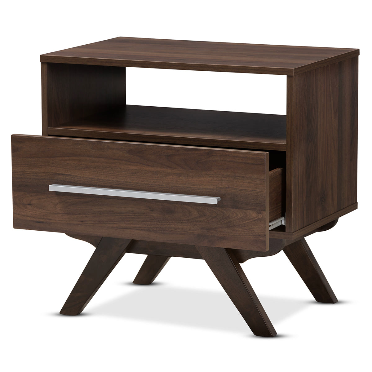 Baxton Studio Ashfield Mid-Century Modern Walnut Brown Finished Wood Nightstand Baxton Studio-nightstands-Minimal And Modern - 4