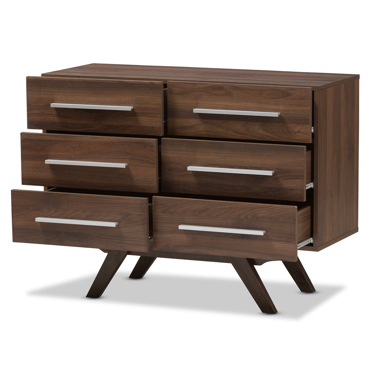 Baxton Studio Auburn Mid Century Modern Walnut Brown Finished Wood 6 D