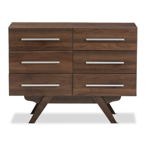 Baxton Studio Auburn Mid-Century Modern Walnut Brown Finished Wood 6-Drawer Dresser Baxton Studio-Dresser-Minimal And Modern - 4