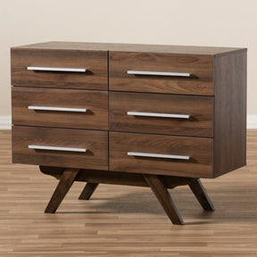 Baxton Studio Auburn Mid-Century Modern Walnut Brown Finished Wood 6-Drawer Dresser Baxton Studio-Dresser-Minimal And Modern - 10