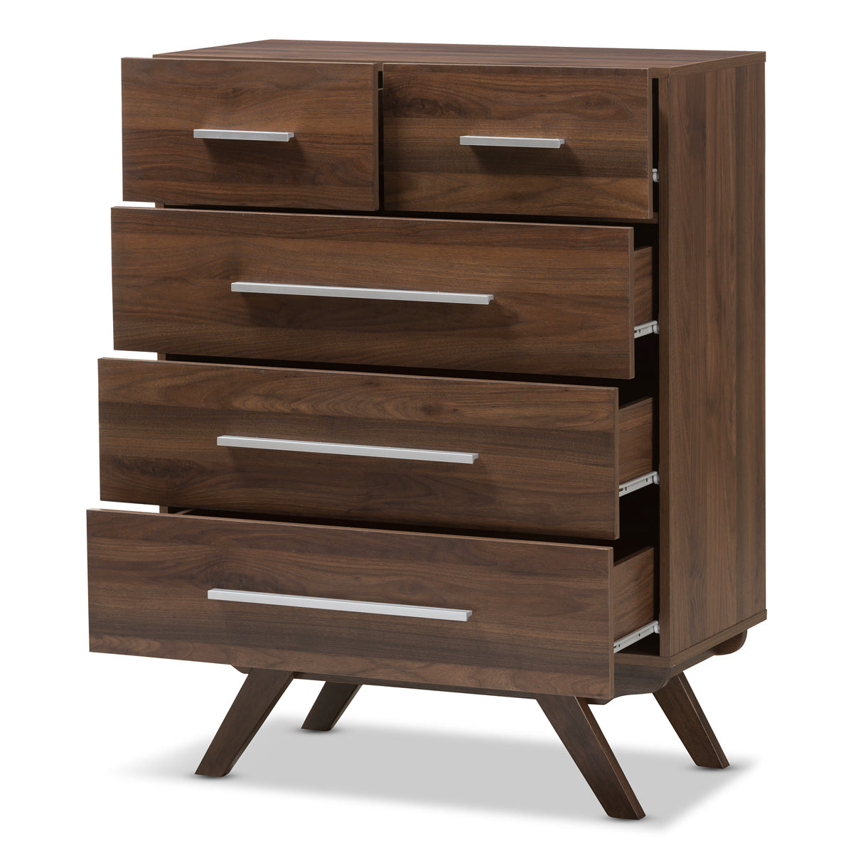 Baxton Studio Auburn Mid-Century Modern Walnut Brown Finished Wood 5-Drawer Chest Baxton Studio-Dresser-Minimal And Modern - 3