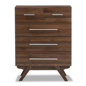 Baxton Studio Auburn Mid-Century Modern Walnut Brown Finished Wood 5-Drawer Chest Baxton Studio-Dresser-Minimal And Modern - 4