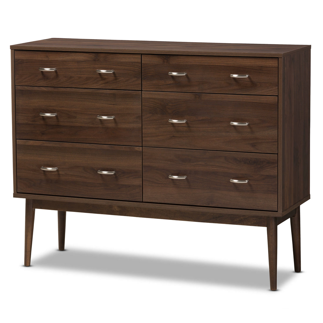 Baxton Studio Disa Mid-Century Modern Walnut Brown Finished 6-Drawer D