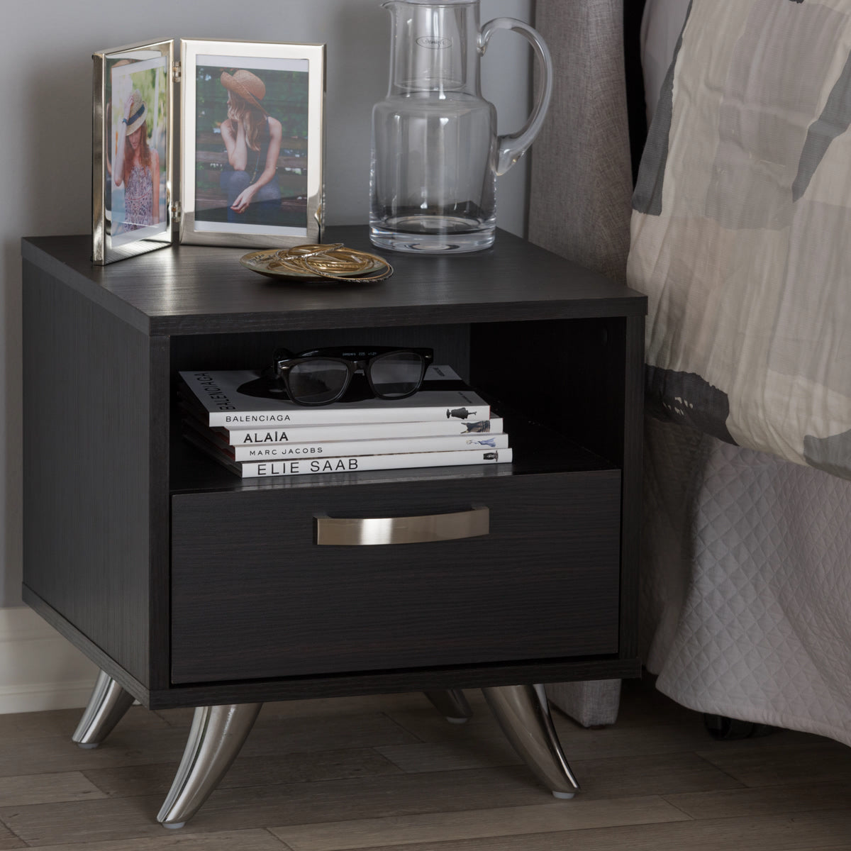 Baxton Studio Warwick Modern and Contemporary Espresso Brown Finished Wood End Table Baxton Studio-nightstands-Minimal And Modern - 11