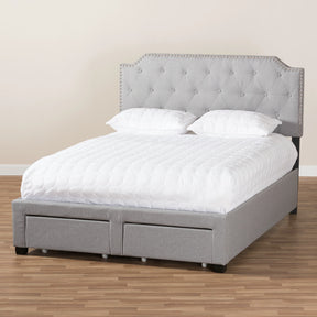 Baxton Studio Aubrianne Modern and Contemporary Grey Fabric Upholstered Queen Storage Bed Baxton Studio-beds-Minimal And Modern - 3