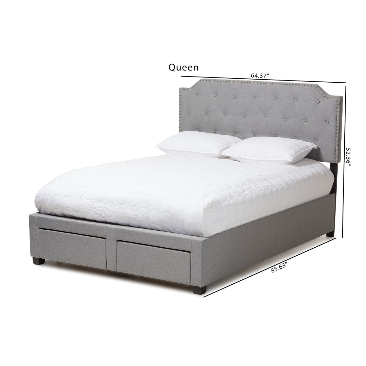 Baxton Studio Aubrianne Modern and Contemporary Grey Fabric Upholstered Queen Storage Bed Baxton Studio-beds-Minimal And Modern - 4