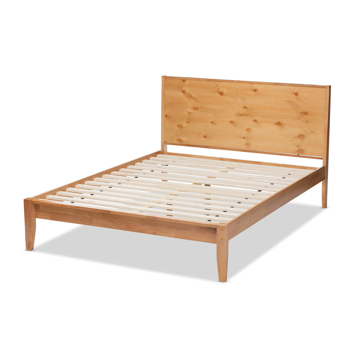 Baxton Studio Marana Modern and Rustic Natural Oak and Pine Finished Wood Full Size Platform Bed Baxton Studio-beds-Minimal And Modern - 4