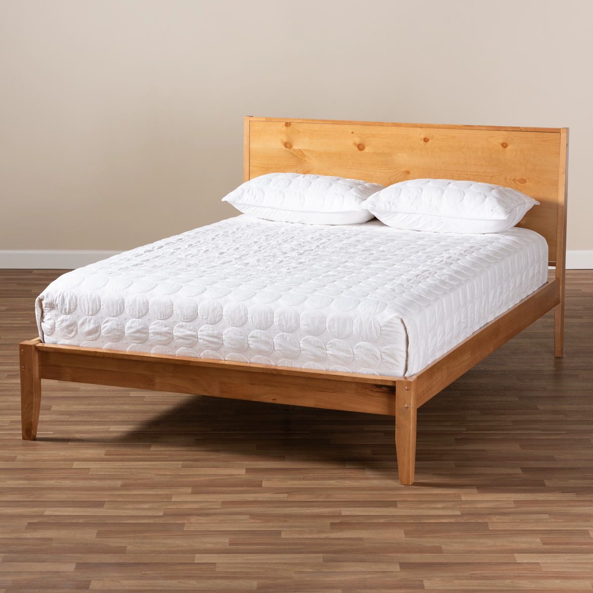 Baxton Studio Marana Modern and Rustic Natural Oak and Pine Finished Wood Queen Size Platform Bed Baxton Studio-beds-Minimal And Modern - 8