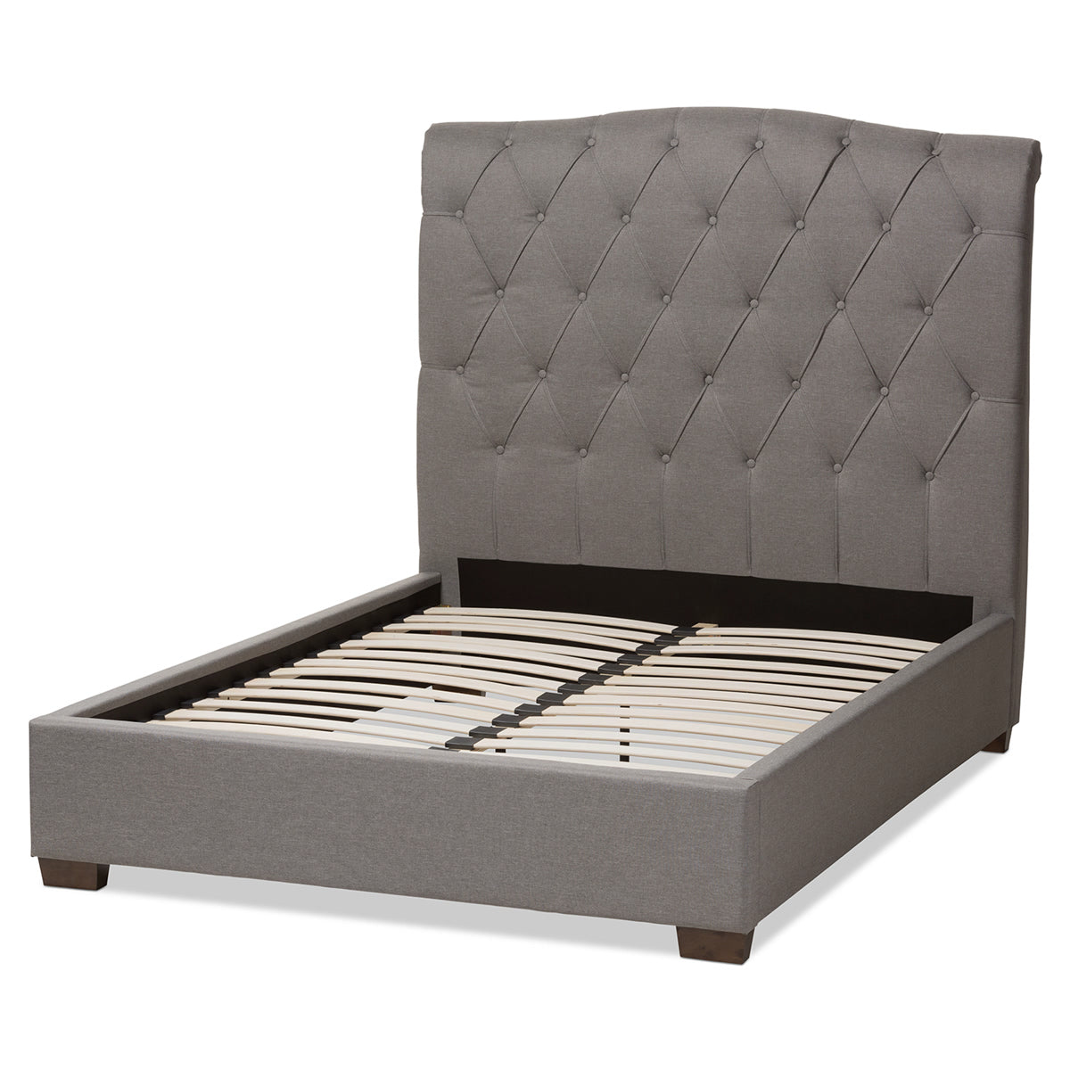 Baxton Studio Victoire Modern and Contemporary Light Grey Fabric Upholstered Queen Size Platform Bed Baxton Studio-beds-Minimal And Modern - 3