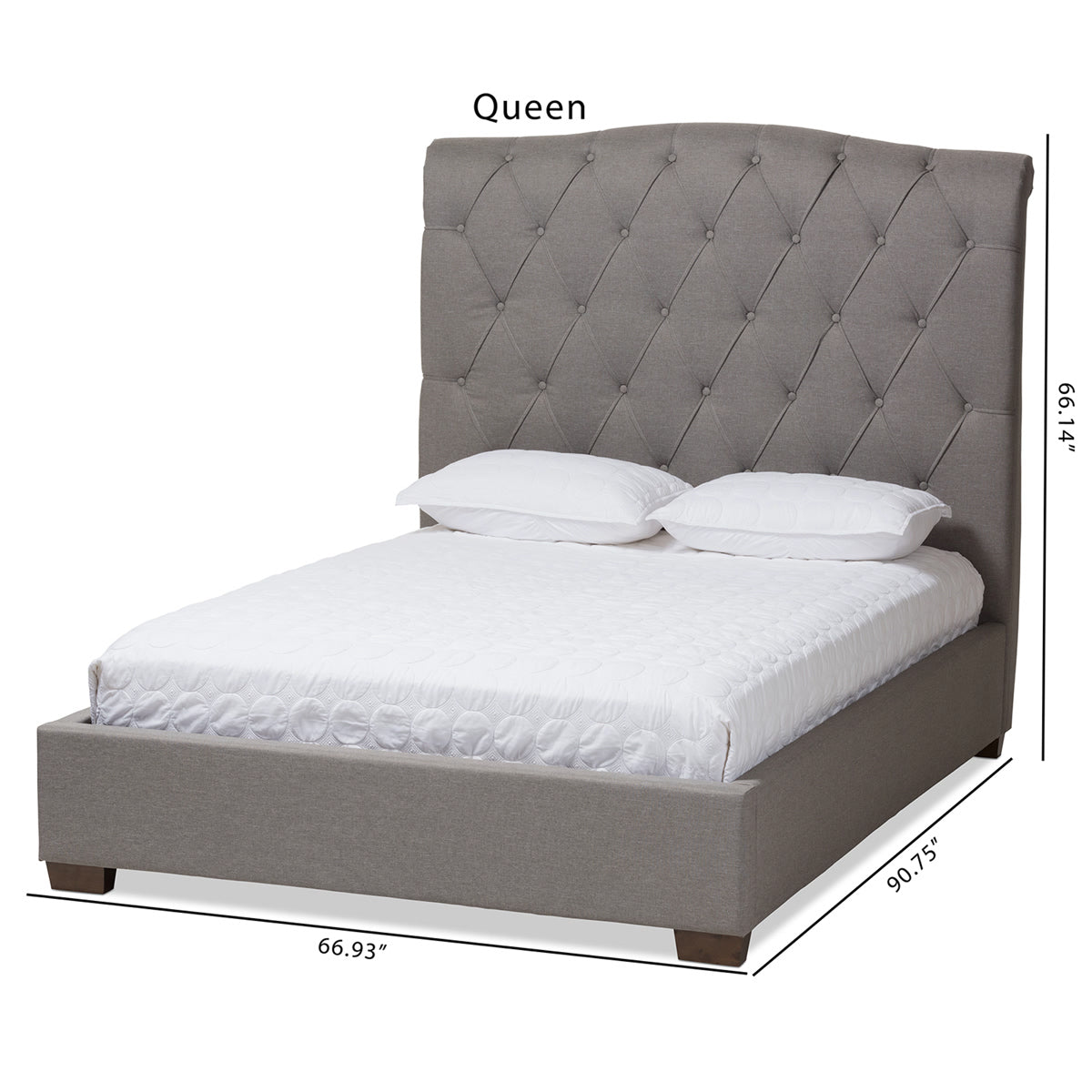 Baxton Studio Victoire Modern and Contemporary Light Grey Fabric Upholstered Queen Size Platform Bed Baxton Studio-beds-Minimal And Modern - 8