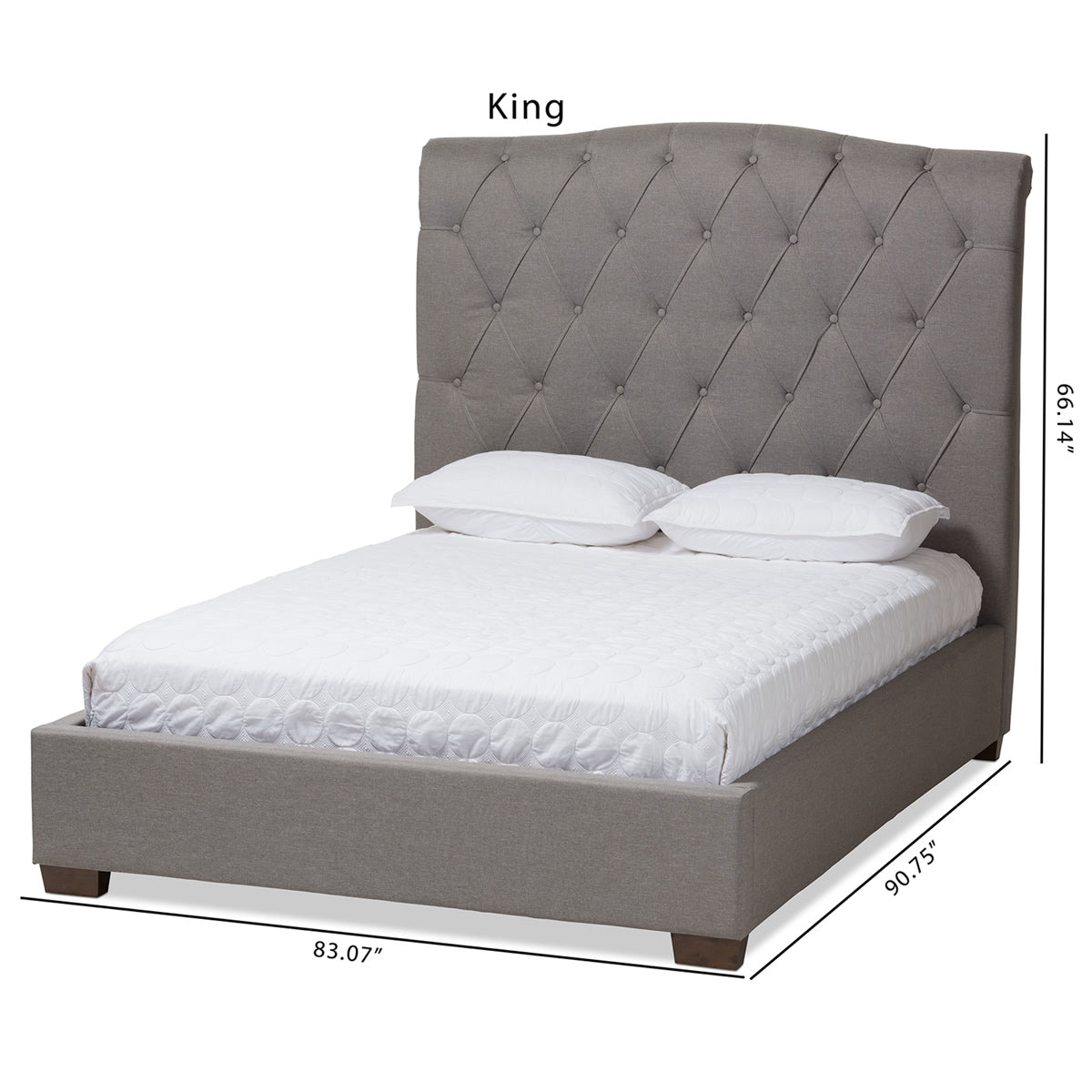 Baxton Studio Victoire Modern and Contemporary Light Grey Fabric Upholstered Queen Size Platform Bed Baxton Studio-beds-Minimal And Modern - 9