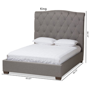 Baxton Studio Victoire Modern and Contemporary Light Grey Fabric Upholstered Queen Size Platform Bed Baxton Studio-beds-Minimal And Modern - 9