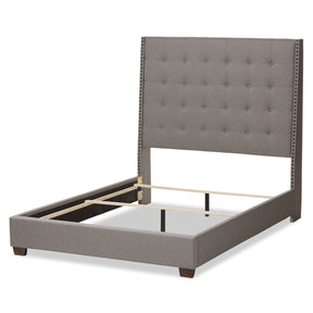 Baxton Studio Georgette Modern and Contemporary Light Grey Fabric Upholstered King Size Bed Baxton Studio-0-Minimal And Modern - 3