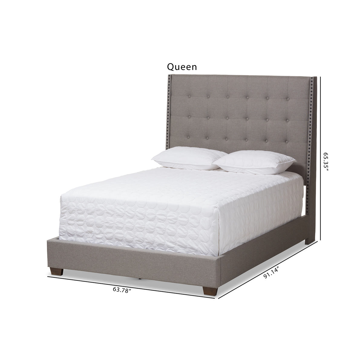 Baxton Studio Georgette Modern and Contemporary Light Grey Fabric Upholstered King Size Bed Baxton Studio-0-Minimal And Modern - 8