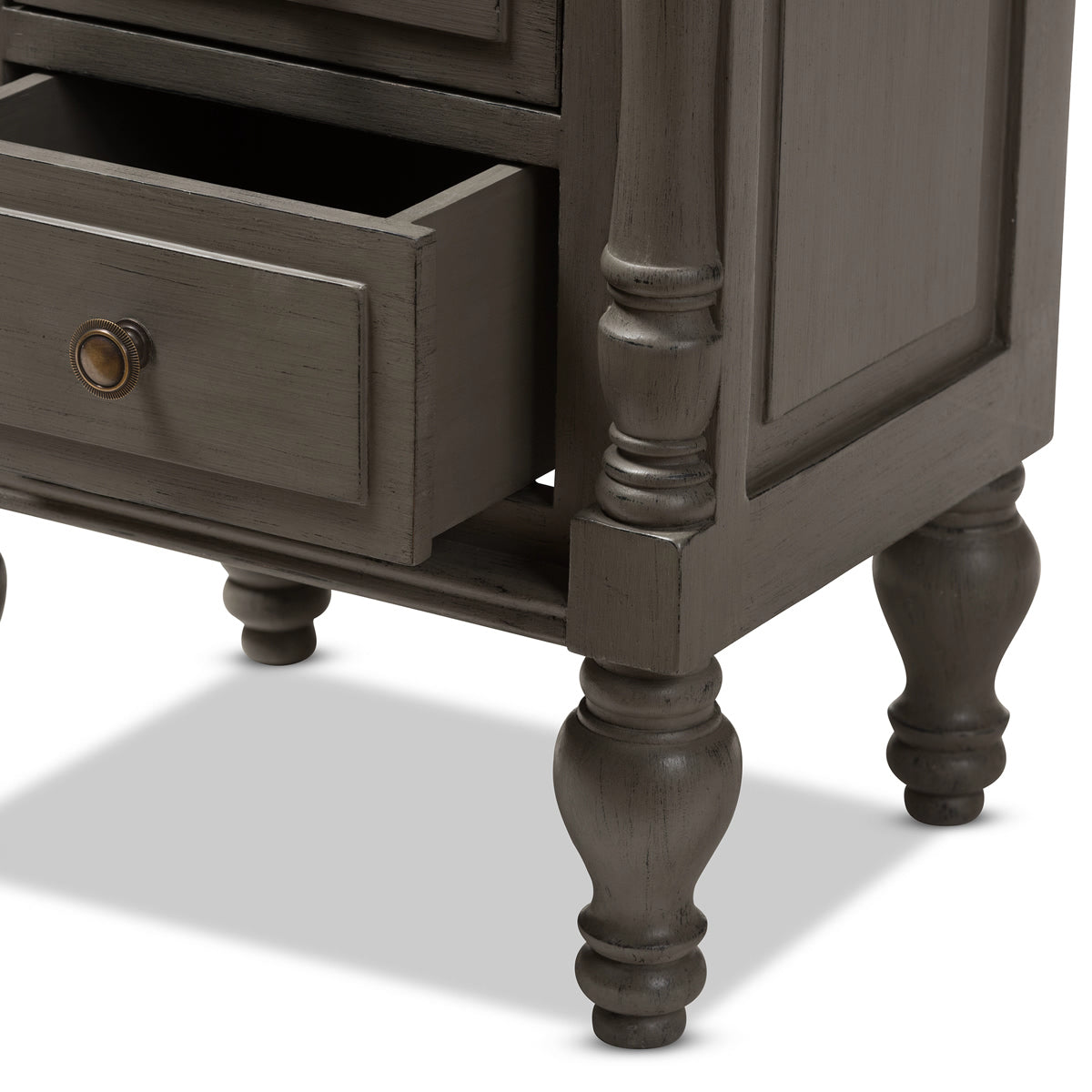 Baxton Studio Noemie Country Cottage Farmhouse Brown Finished 2-Drawer Nightstand Baxton Studio-nightstands-Minimal And Modern - 8