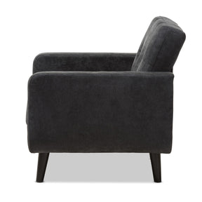 Baxton Studio Carina Mid-Century Modern Dark Grey Fabric Upholstered Lounge Chair Baxton Studio-chairs-Minimal And Modern - 3