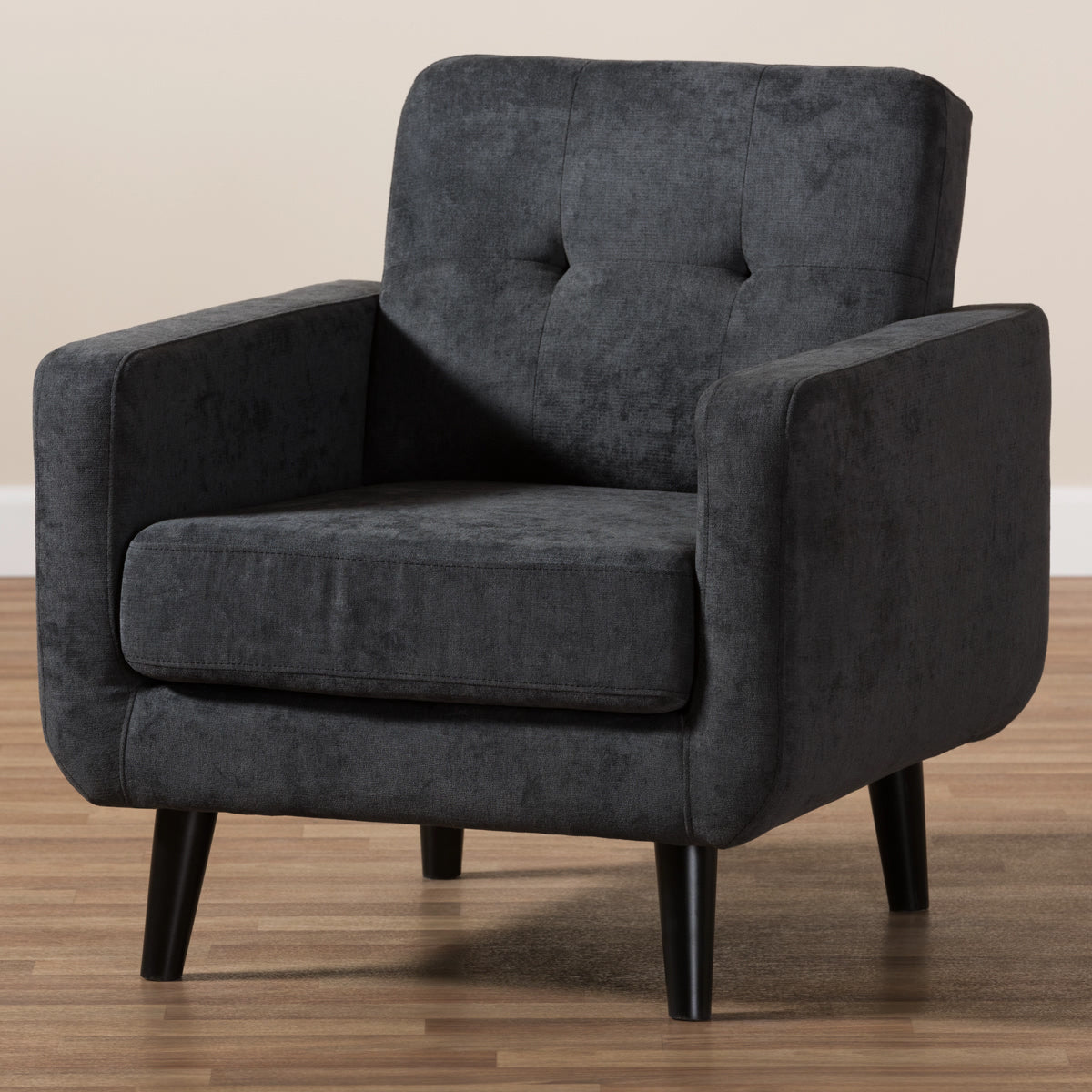 Baxton Studio Carina Mid-Century Modern Dark Grey Fabric Upholstered Lounge Chair Baxton Studio-chairs-Minimal And Modern - 8