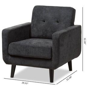 Baxton Studio Carina Mid-Century Modern Dark Grey Fabric Upholstered Lounge Chair Baxton Studio-chairs-Minimal And Modern - 9