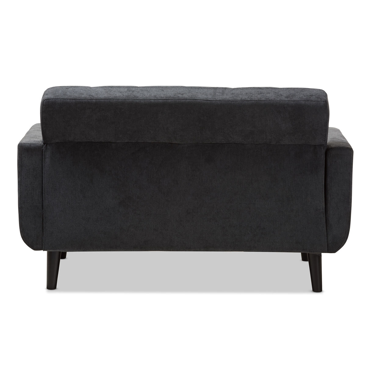 Baxton Studio Carina Mid-Century Modern Dark Grey Fabric Upholstered Loveseat Baxton Studio-sofas-Minimal And Modern - 4